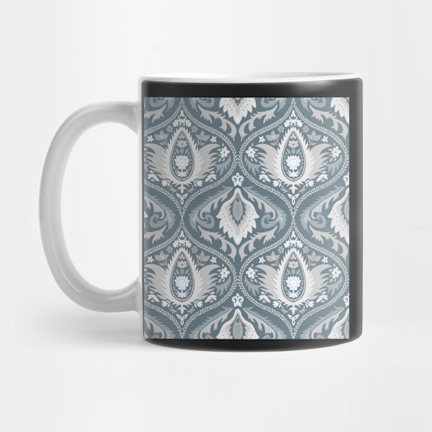 Classic ogee pattern with vines on bluish gray by colorofmagic